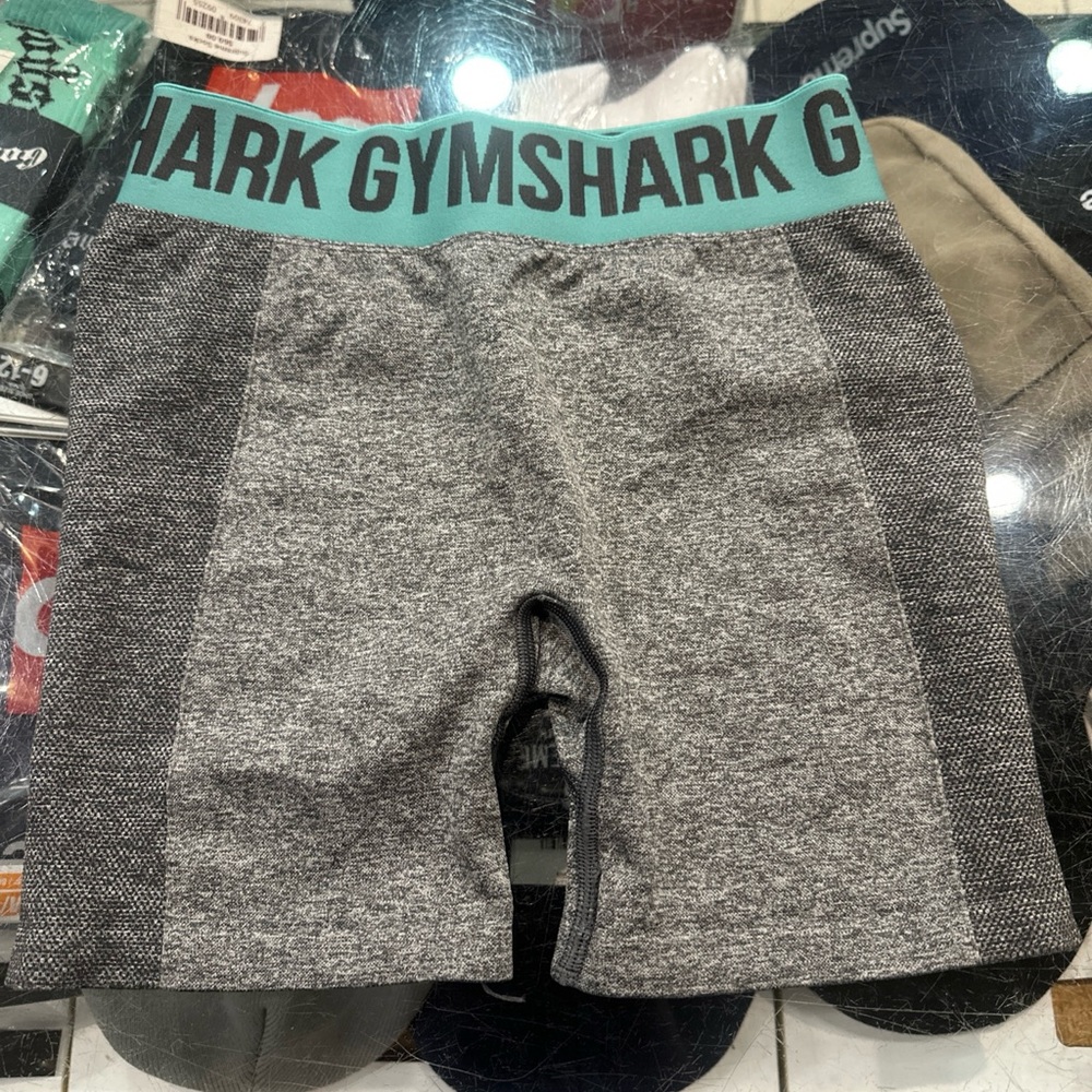 Gymshark Grey Biker Short Teal Waistband Seamless Athletic Workout Gym Small